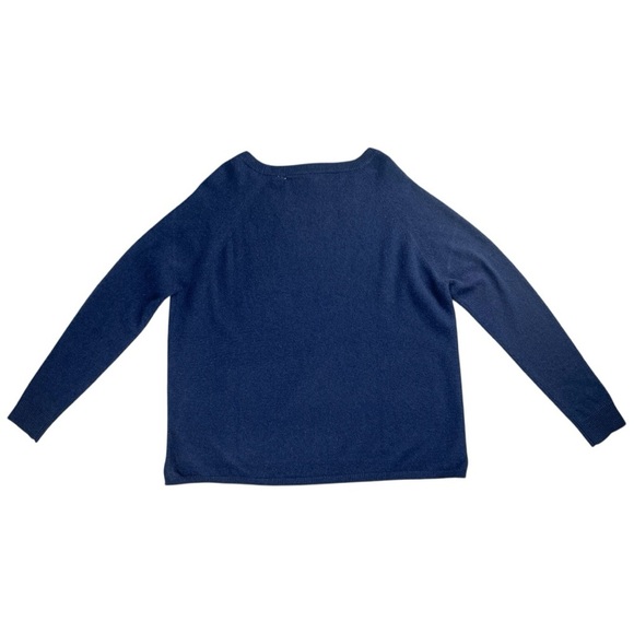 Minnie Rose 100% Cashmere Dark Blue Sweater with Evil Eye Gemstone Design Size M - Picture 8 of 11